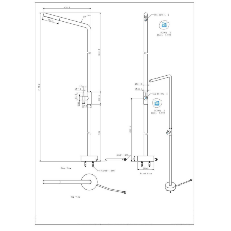 VRH - Doccia per piscina autoportante in acciaio inox - acqua fredda / alimentazione singola - immagine 5